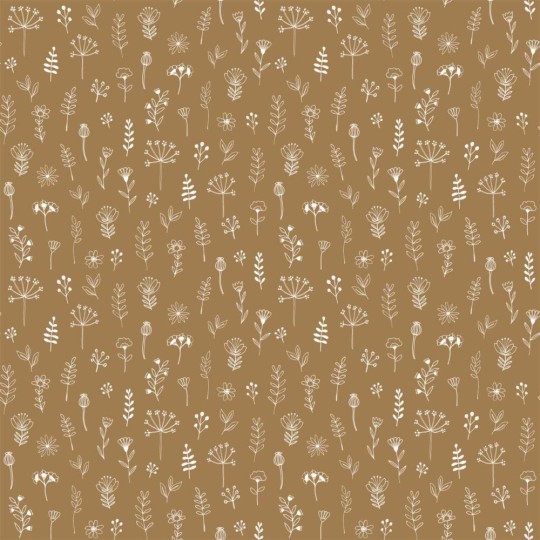 Esta 139281 Forest Friends - tapeta w roślinki na musztardowym tle
