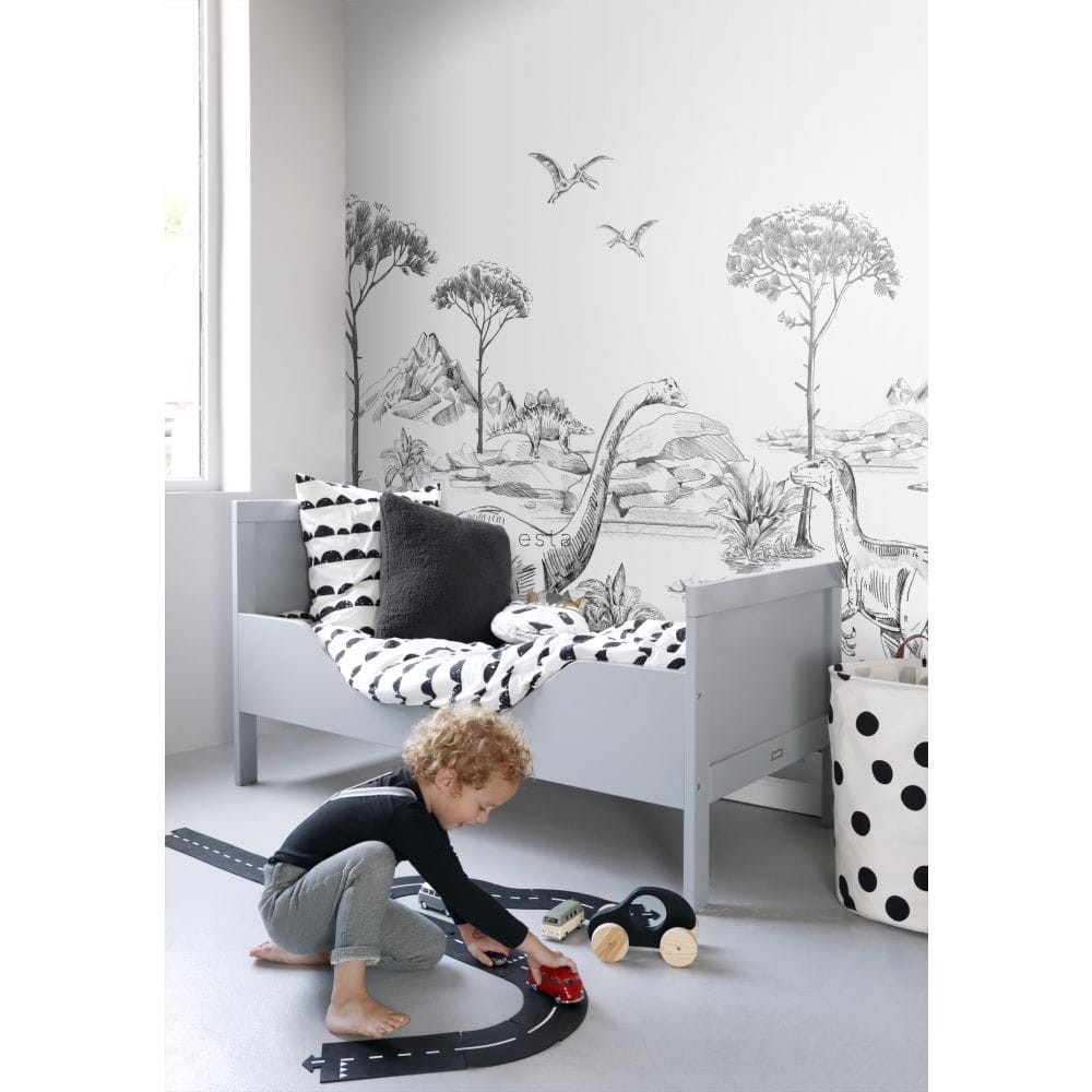 Esta 159063 Forest Friends - mural z dinozaurami na białym tle