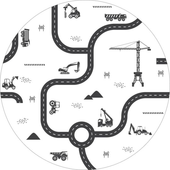 Esta 159067 Forest Friends - samoprzylepny mural z pojazdami budowlanymi na białym tle
