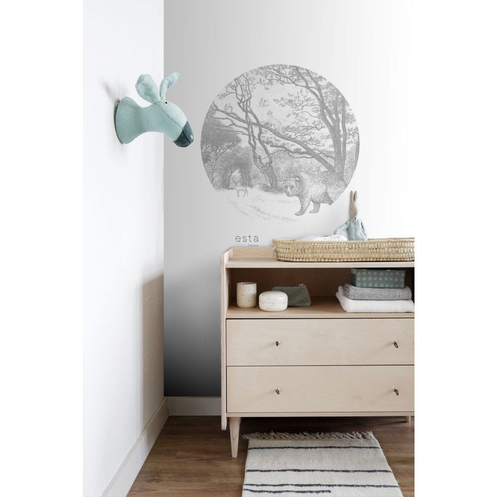 Esta 159070 Forest Friends - samoprzylepny mural z lasem w szarych odcieniach