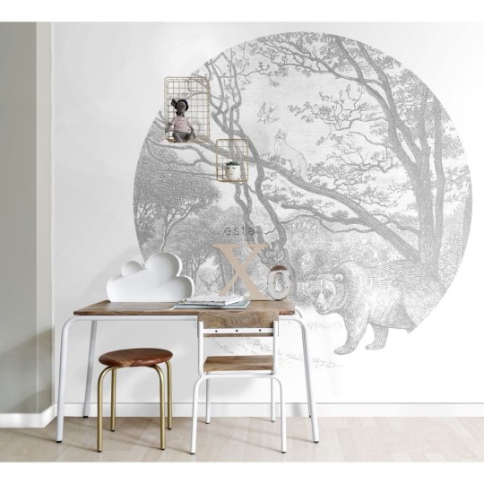 Esta 159083 Forest Friends  - samoprzylepny mural z lasem w szarych odcieniach