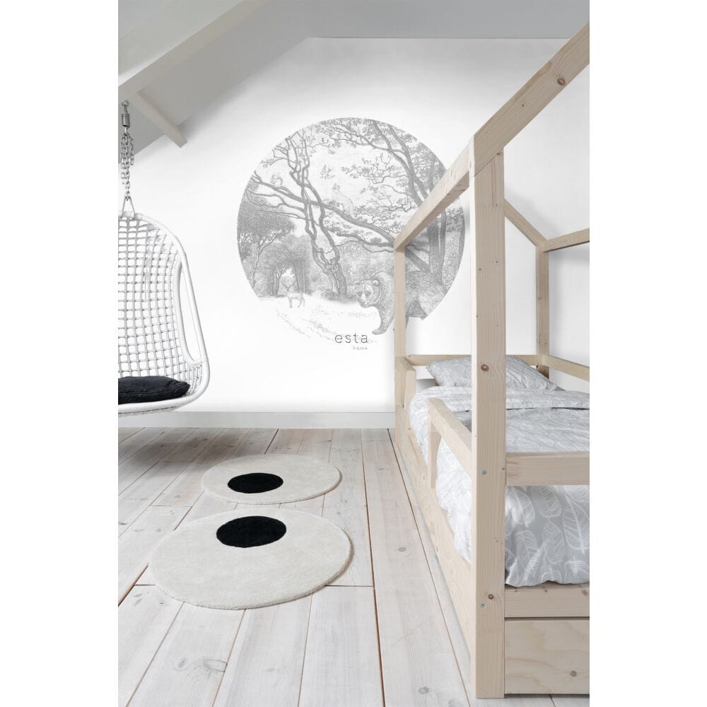 Esta 159083 Forest Friends  - samoprzylepny mural z lasem w szarych odcieniach