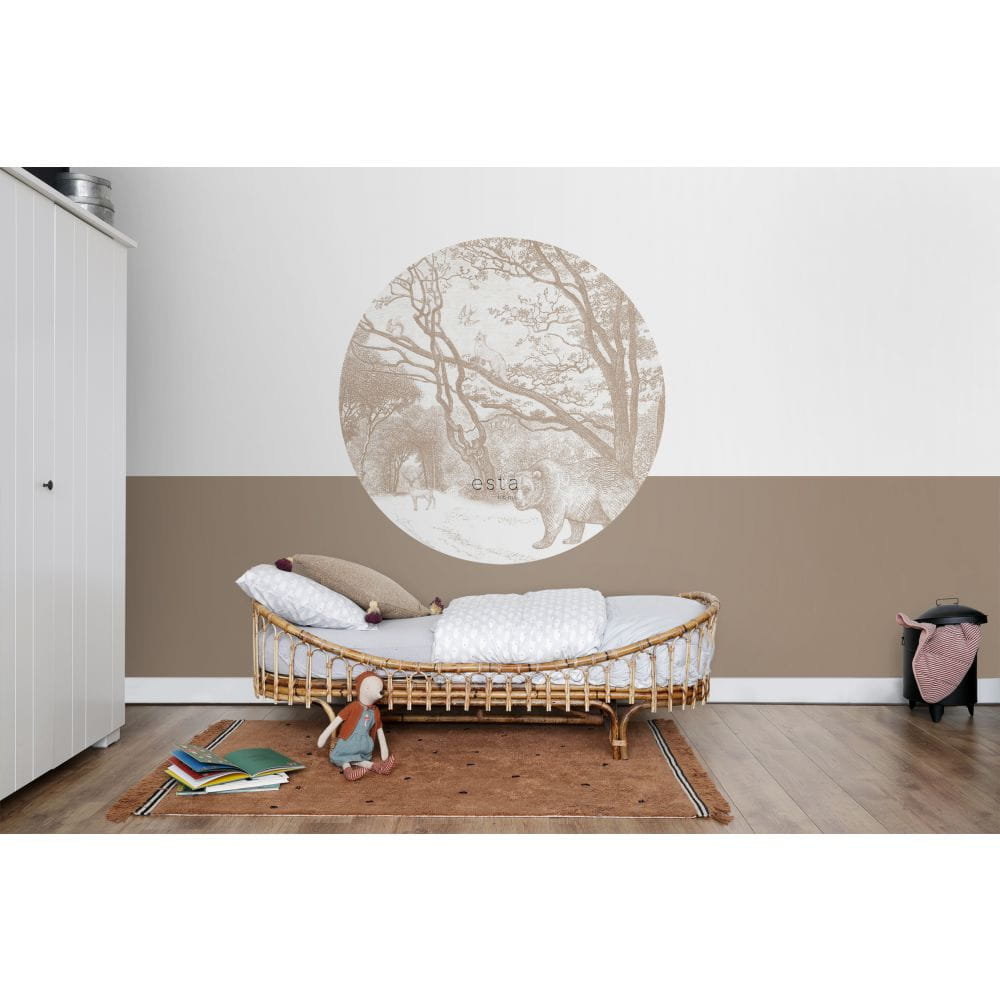 Esta 159085 Forest Friends  - samoprzylepny mural z lasem w beżowych odcieniach