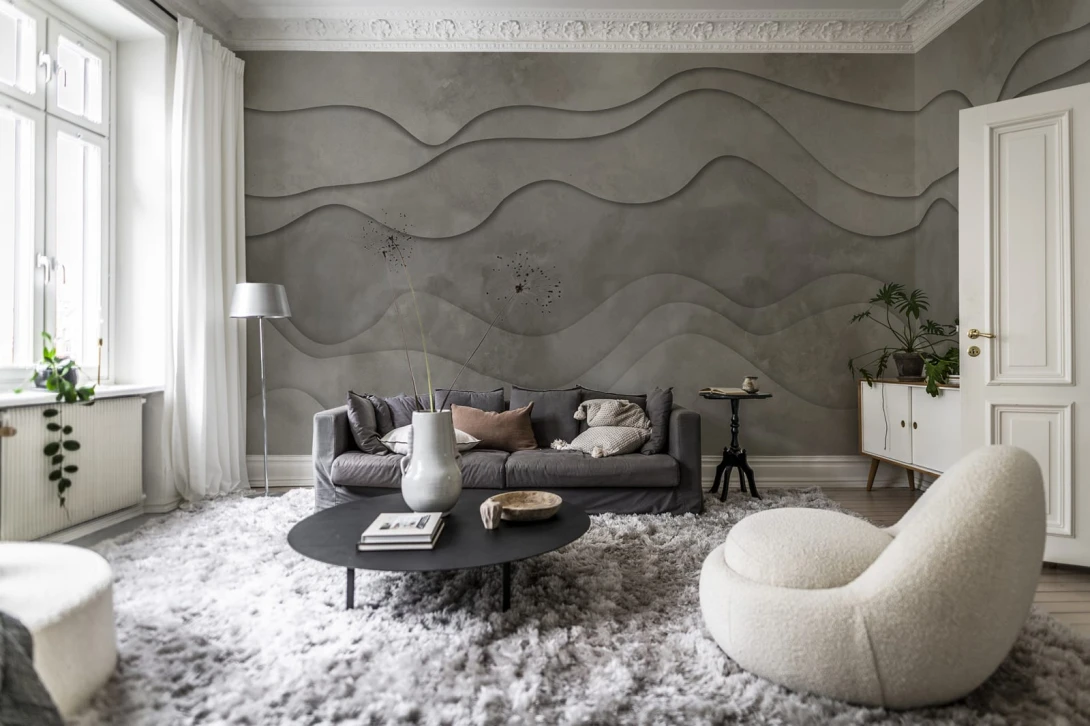 Rebel Walls R18627 3D Wave Sand - mural geometryczny