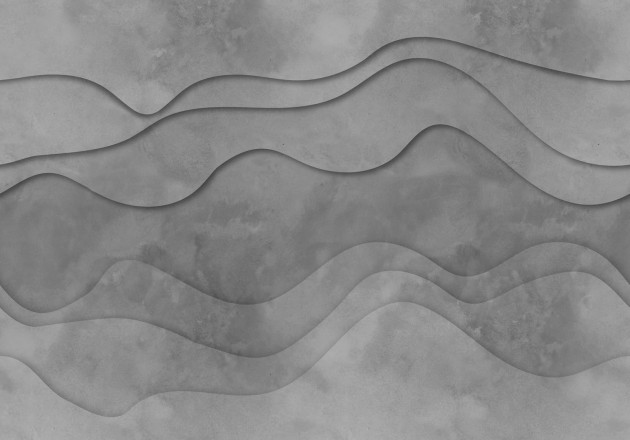 Rebel Walls R18628 3D Wave Grey - mural geometryczny