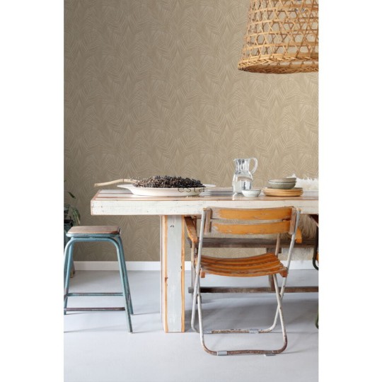 Esta 139431 Paradise - beżowa tapeta w liście palmy