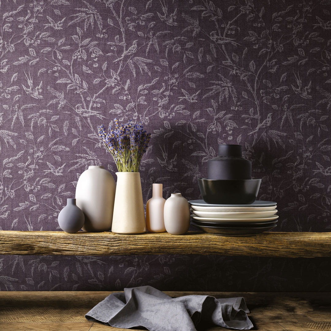 Inkiostro Bianco INKFMND14C07 Wall in Love Again Capsule Toile de jouy 03 - mural w kwiaty i ptaki
