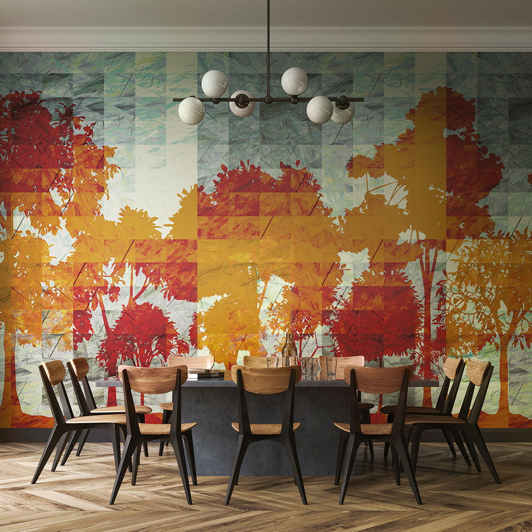 Inkiostro Bianco INKNMIN1505 Wall in Love Again Capsule Thule - mural w drzewa i kwadraty