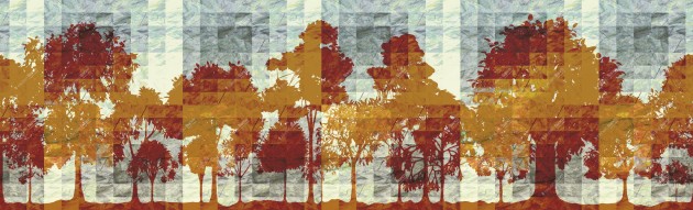 Inkiostro Bianco INKNMIN1506 Wall in Love Again Capsule Thule - mural w drzewa i kwadraty