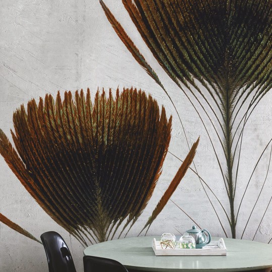 Inkiostro Bianco INKTTPP1403 Wall in Love Again Capsule Pluma de pavo - mural w pawie pióra