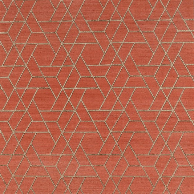 Jane Churchill J8008-01 Atmosphere V Zelma - geometryczna tapeta z motywem linii na czerwonym tle