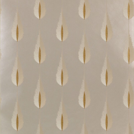 Jane Churchill J156W-02 Atmosphere VI Gold Plato - szara tapeta w pióra