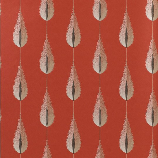 Jane Churchill J156W-03 Atmosphere VI Red Plato - czerwona tapeta w pióra