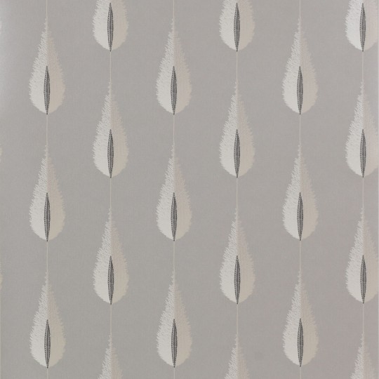 Jane Churchill J156W-04 Atmosphere VI Silver Plato - szara tapeta w pióra