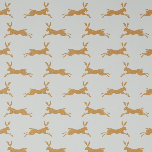 Jane Churchill J135W-10 Brightwood March Hare - tapeta z motywem żółtych królików