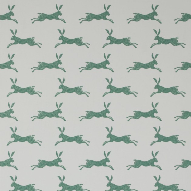 Jane Churchill J135W-11 Brightwood March Hare - tapeta z motywem zielonych królików