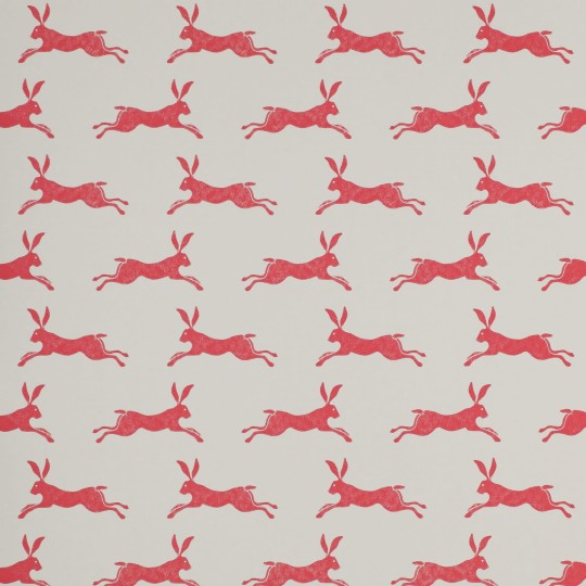 Jane Churchill J135W-01 Rowan March Hare - tapeta z motywem czerwonych królików