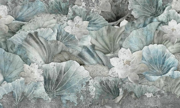 Dekorami Lotus Pond sky - mural w liście lotosu