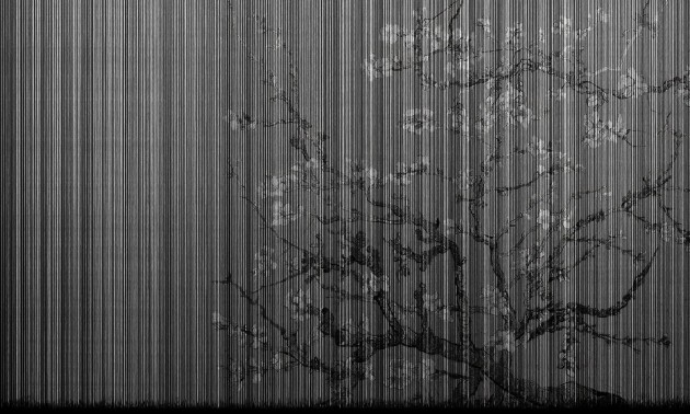 Dekorami Almond Tree Steel - mural z drzewem migdałowca