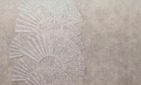 Dekorami Fanaberia Dusty Pink - mural z wachlarzami