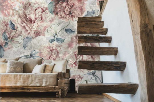 Dekorami Five o'Clock Cream - mural w kwiaty