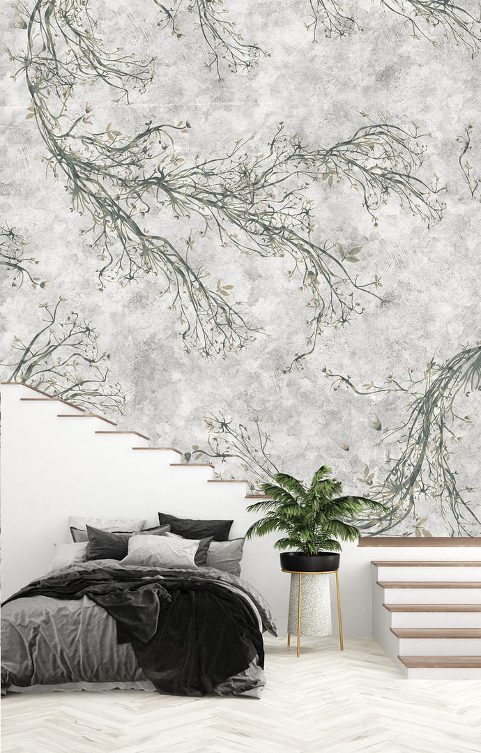 Dekorami Emmêlé Grey - mural z gałązkami
