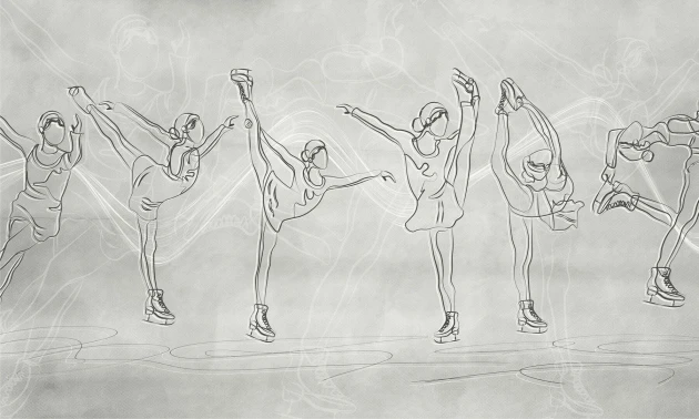 Dekorami Ice Dance Vintage Beige - mural z łyżwiarkami