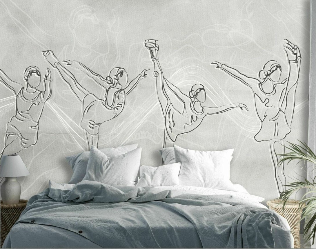 Dekorami Ice Dance Vintage Beige - mural z łyżwiarkami