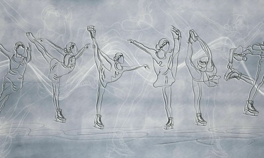 Dekorami Ice Dance Cool Blue - mural z łyżwiarkami