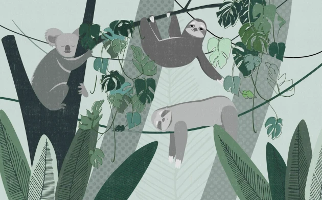 Dekorami Jungle Stories Lazy Mint - mural z dżunglą