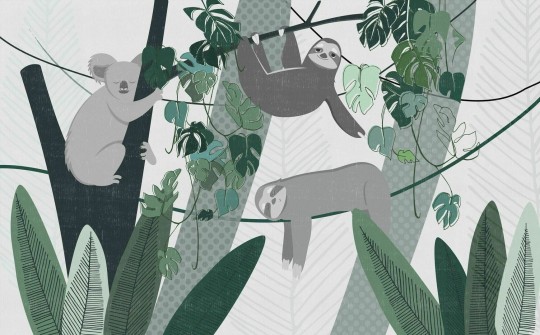 Dekorami Jungle Stories Lazy Gray - mural z dżunglą