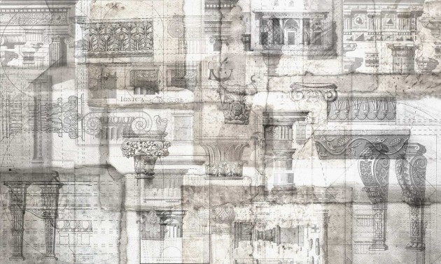 Dekorami Kalimera Antika Bright Sepia - mural z architekturą antyczną