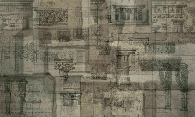 Dekorami Kalimera Antika Deep Sepia - mural z architekturą antyczną