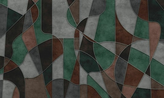Dekorami Meandre Green Marrone - mural w geometryczny wzór