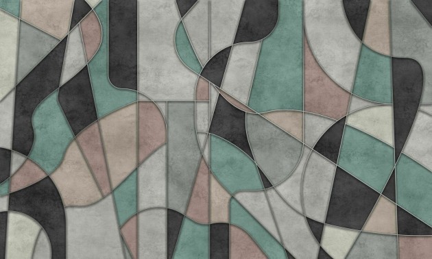 Dekorami Meandre Pastelove - mural w geometryczny wzór