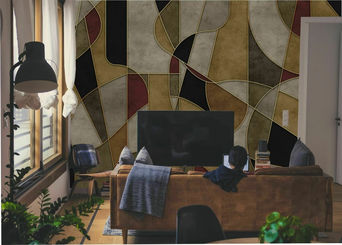 Dekorami Meandre Pastelove - mural w geometryczny wzór