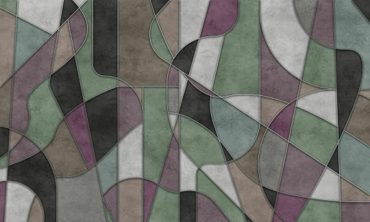 Dekorami Meandre Berry Mint - mural w geometryczny wzór
