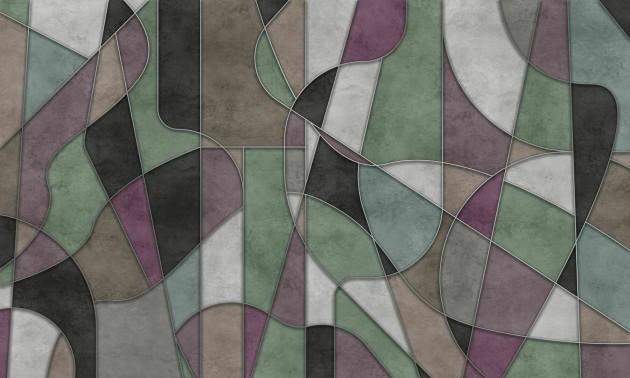 Dekorami Meandre Berry Mint - mural w geometryczny wzór