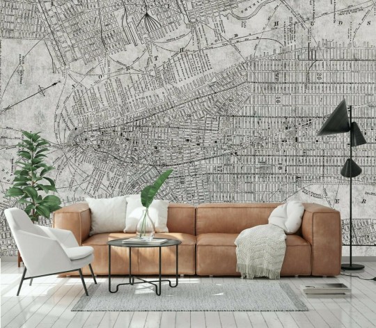 Dekorami New York 1 - mural z mapą Nowego Yorku
