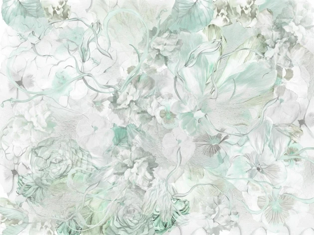 Dekorami Nonna Rosa Menta - mural w kwiaty
