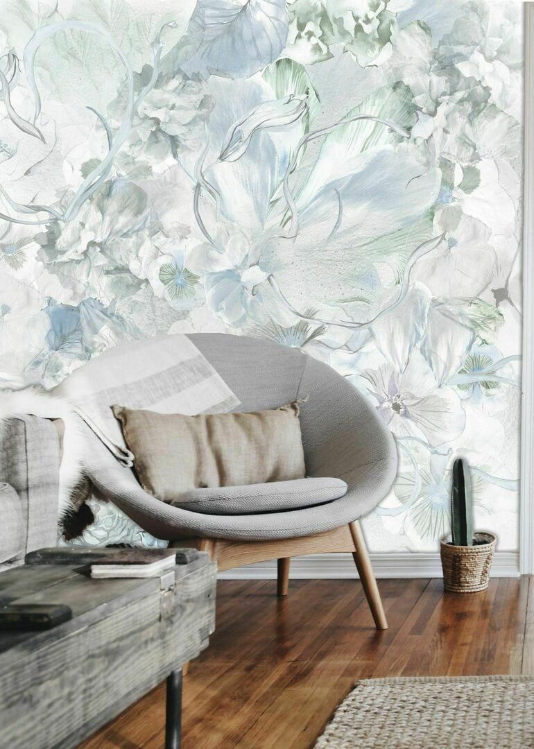 Dekorami Nonna Rosa Menta - mural w kwiaty