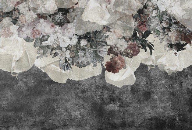 Dekorami Organza Nero - mural w kwiaty