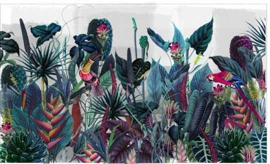 Dekorami Paradise Island Chiaro Blu - mural z dżunglą