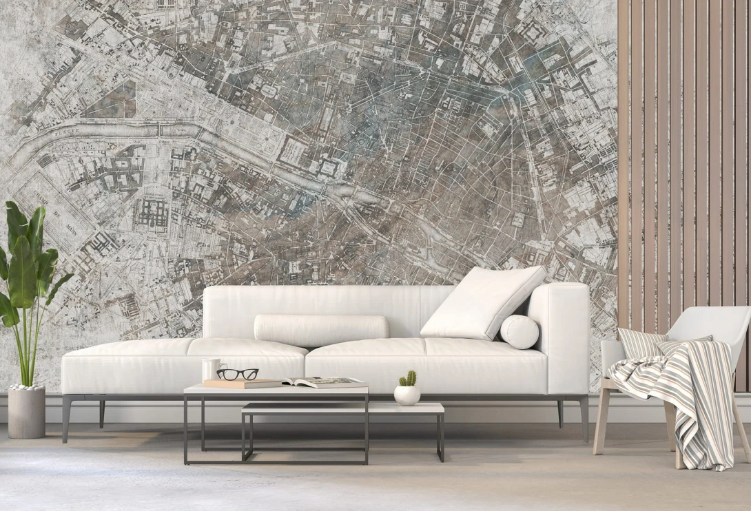 Dekorami Paris 2 - mural z mapą Paryża