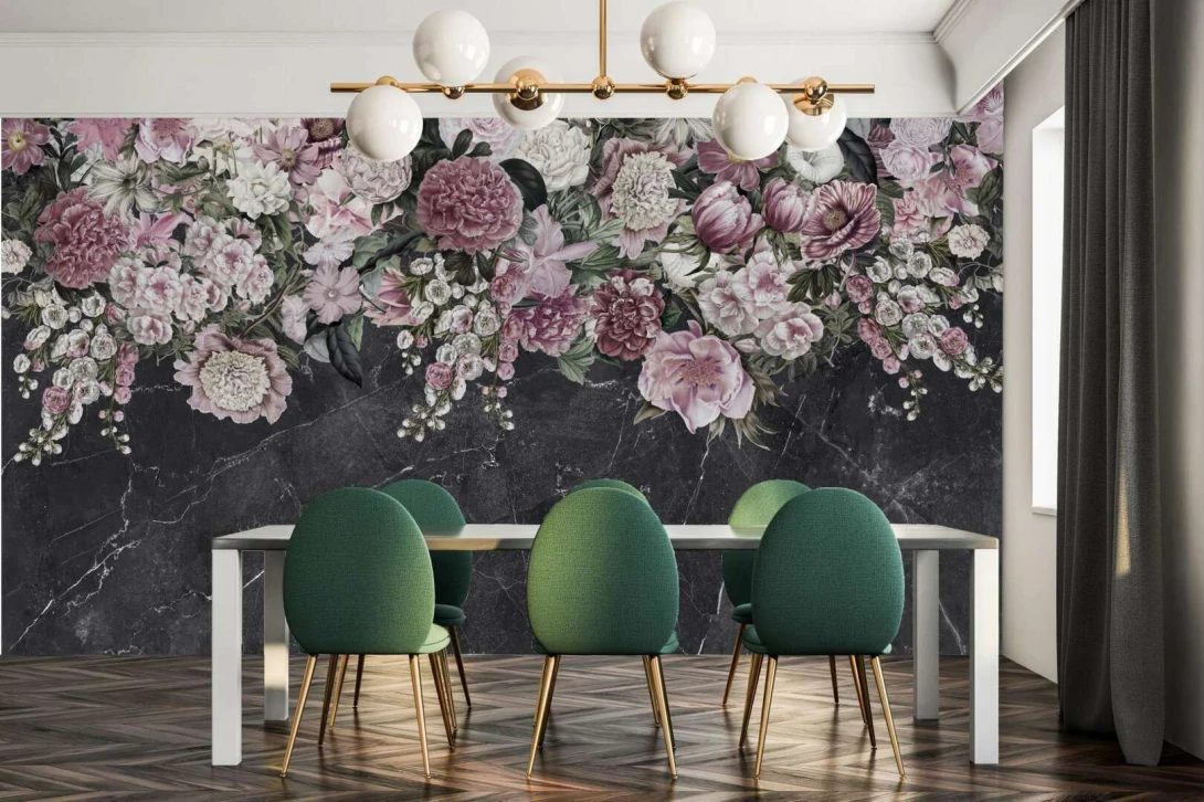 Dekorami Rosa Bella Nero - mural w kwiaty