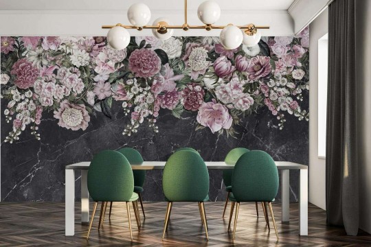 Dekorami Rosa Bella Nero - mural w kwiaty