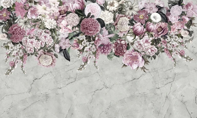 Dekorami Rosa Bella Bianco - mural w kwiaty