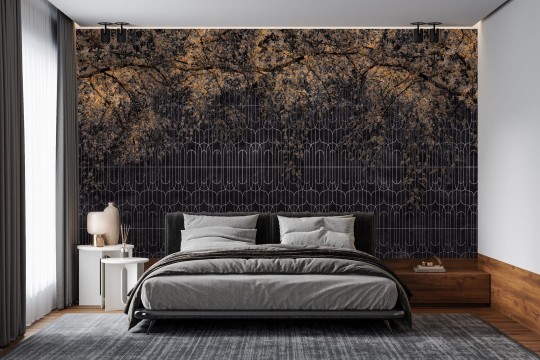 Dekorami Stadtpark - mural w drzewa