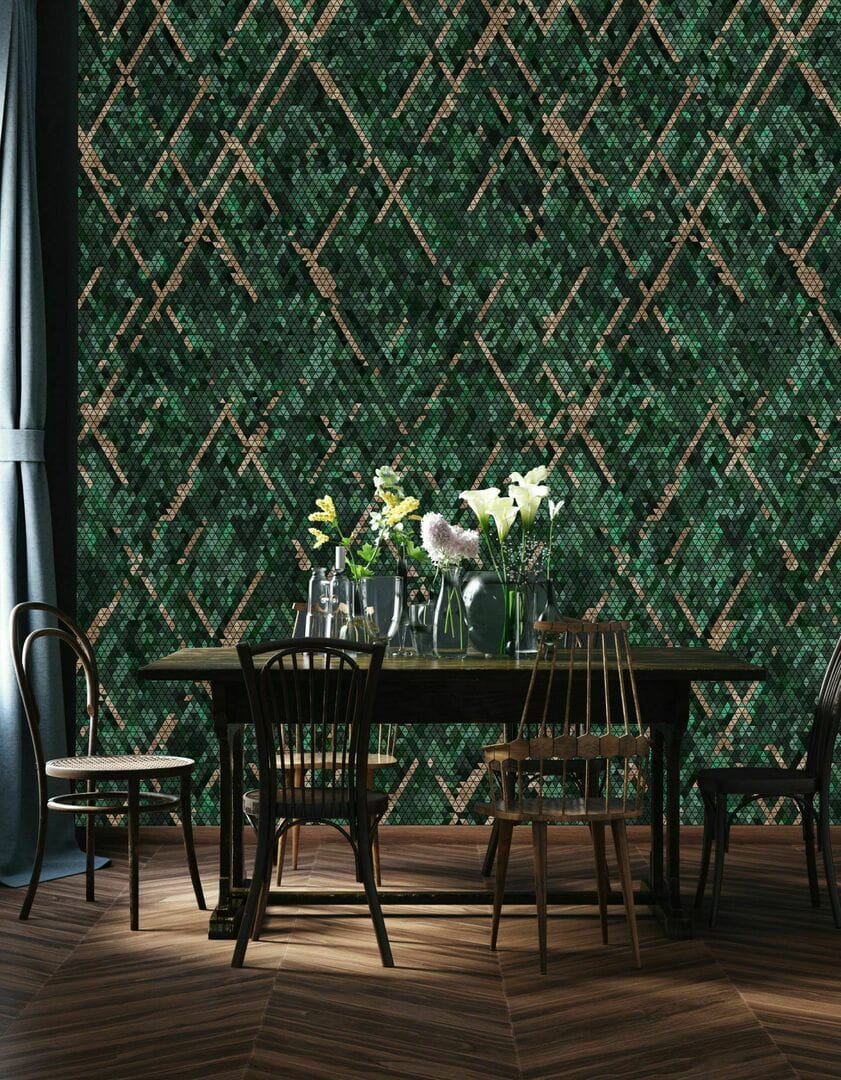 Dekorami Tessera Nero - mural w geometryczny wzór mozaikowy