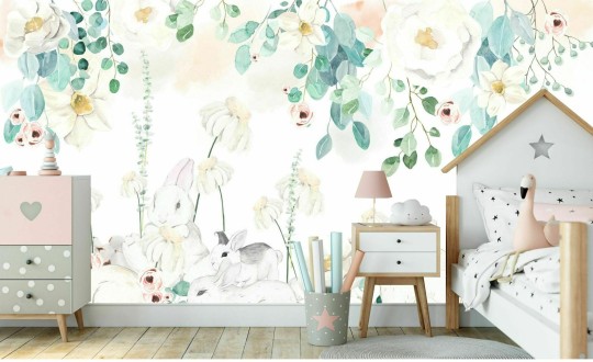 Dekorami Why So Cute Floral Blue - mural w kwiaty